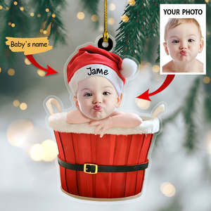 Cute Baby Santa Ornament Custom Name Christmas Ornament
