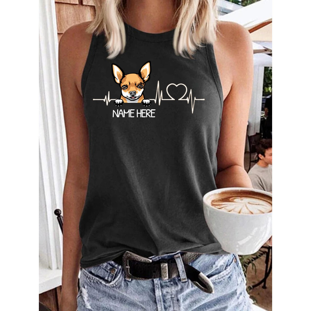 Women's Heartbeat Dog Personalized Custom Tank Top