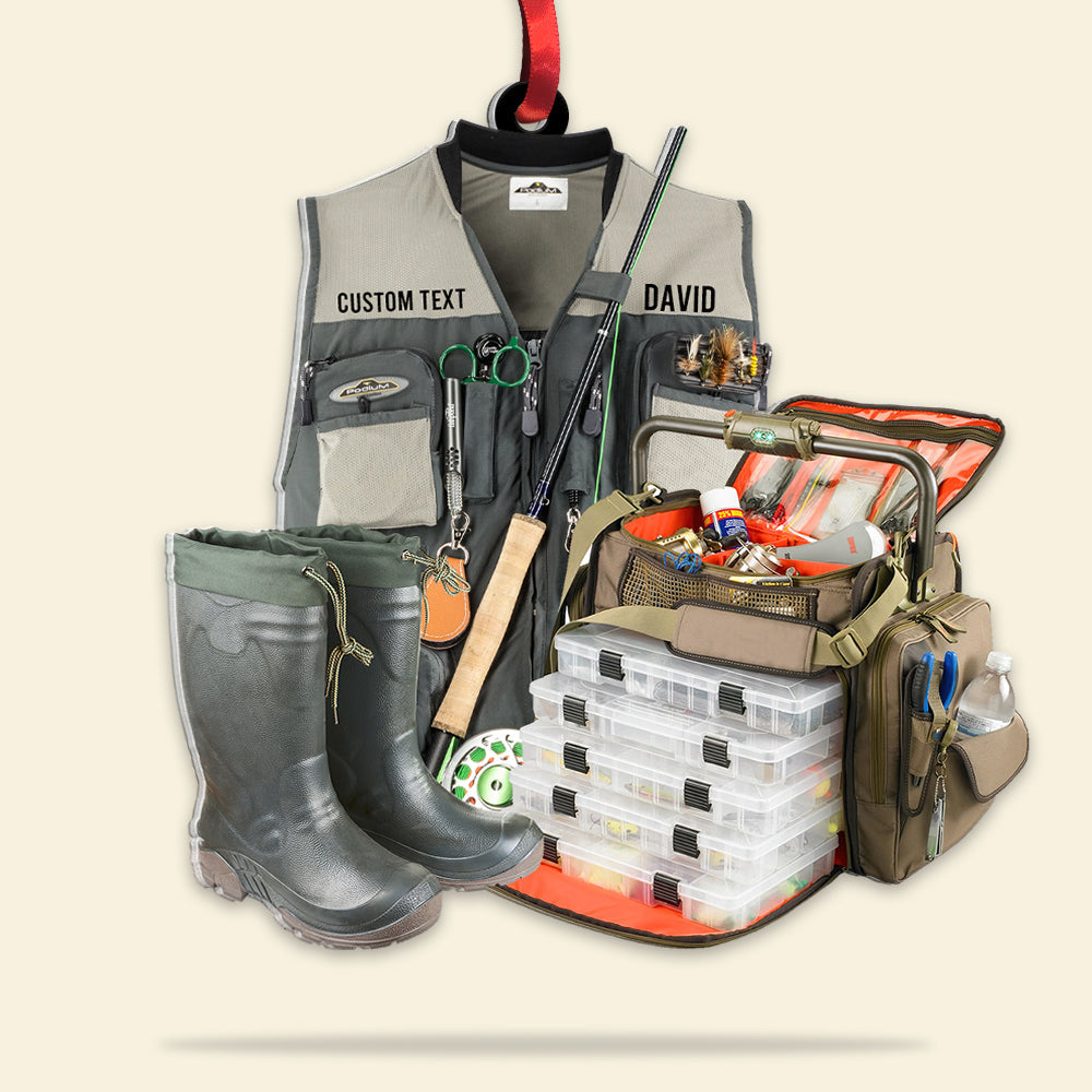 Fishing Gear Personalized Acrylic Ornament - Christmas Decor For Fishing Lovers