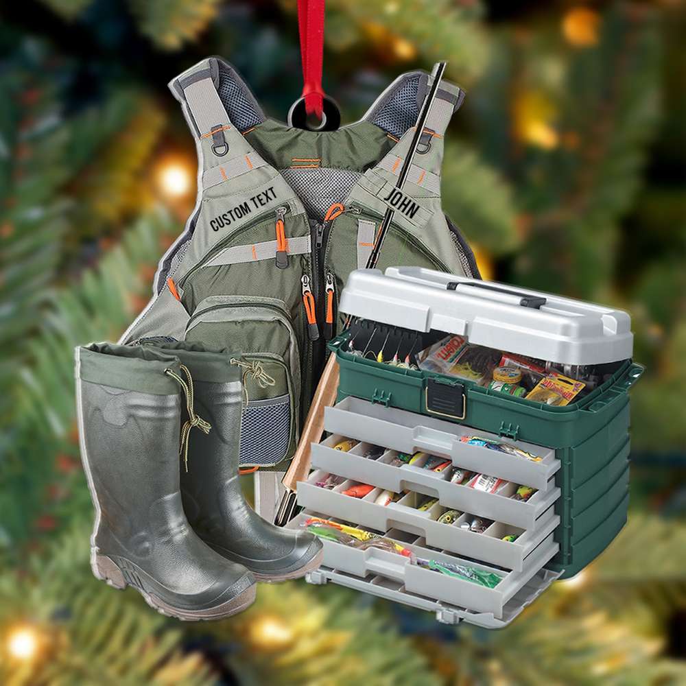 Fishing Gear Personalized Acrylic Ornament - Christmas Decor For Fishing Lovers