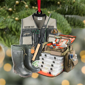 Fishing Gear Personalized Acrylic Ornament, Christmas Decor For Fishing Lovers