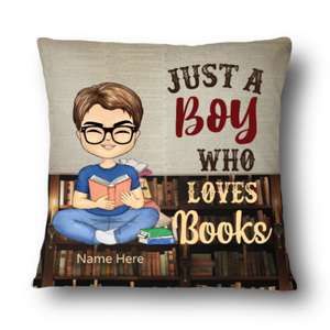 A Boy Who Loves Books Reading - Reading Gift - Personalized Custom Pillowcase