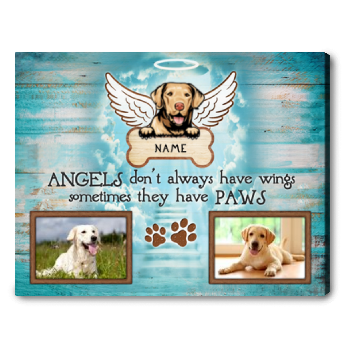 Unique Pet Loss Gifts Pet Photo Memorial With Angel Wings Dog Customized Gifts Poster