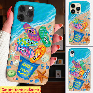 Nana's Beach Buddies Summer Flip Flop Personalized Phone case Perfect Gift for Grandmas Moms Aunties HTN28APR23CT1