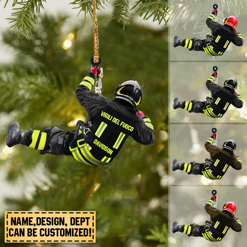 PERSONALIZED ITALIAN FIREFIGHTER CHRISTMAS ORNAMENT