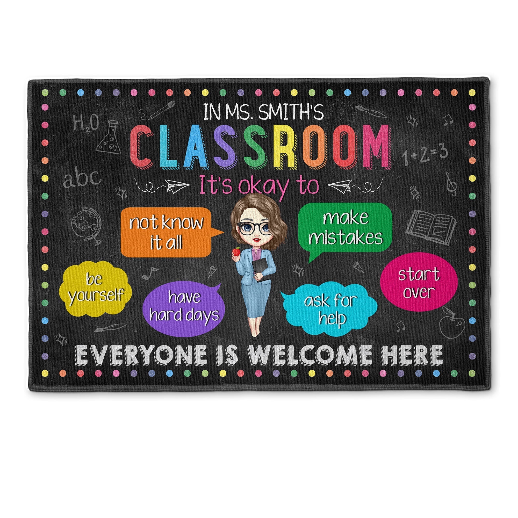 In My Classroom Everything Is Okay - Personalized Doormat - Birthday, Back To School, Classroom Decor Gift For Teachers, School Workers, Students