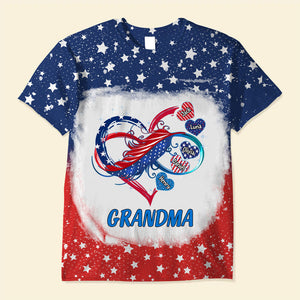 Independence Day Grandma Mom Custom Names Family Heart Infinity July 4th Gift 3d Tshirt