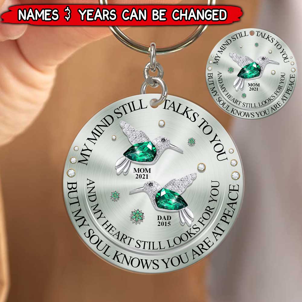 Sparkling Memorial Humming Bird My Mind My Heart My Soul Personalized Stainless Steel Keychain