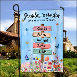 Grandma Mom's Garden Butterflies, Where Love Grows Personalized Flag