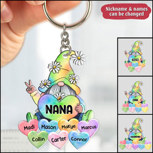 Colorful Pastel Rainbow Grandma Mom Little Heart Kids Personalized Keychain