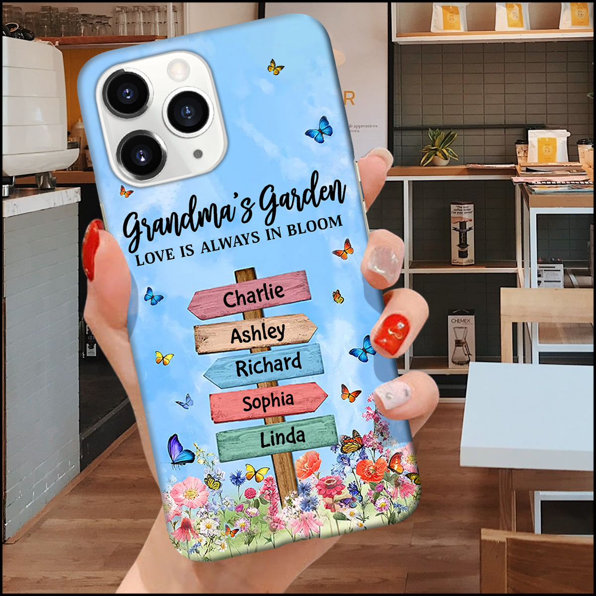 Grandma Mom's Garden Butterfly Kids, Love Is Always In Bloom Personalized Phone Case LPL21APR23KL1