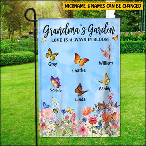 Grandma Mom's Garden Butterfly Kids, Love Is Always In Bloom Personalized Flag