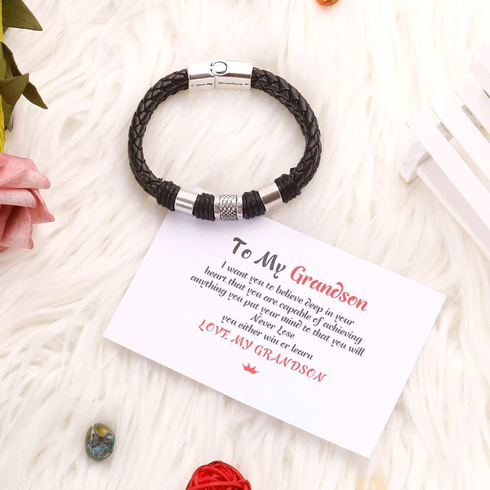 To My Grandson - I LOVE YOU- Nylon Rope Bracelet