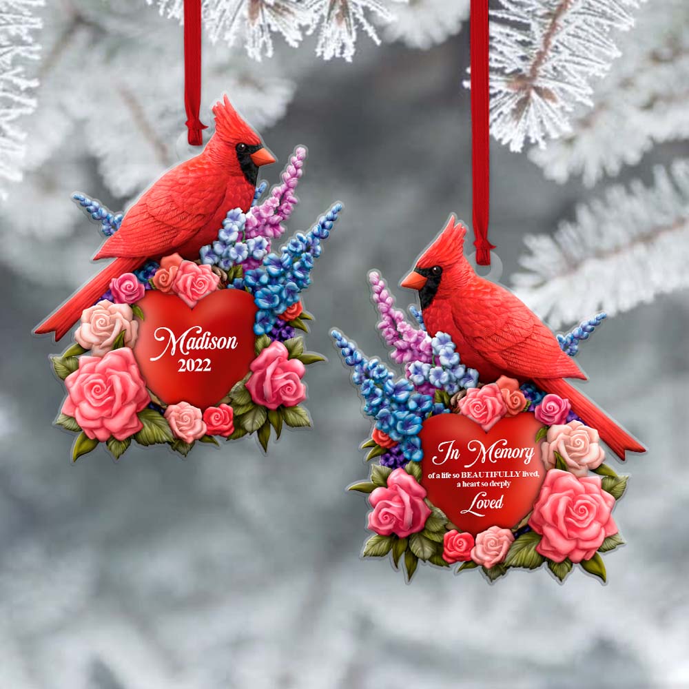 Personalized Cardinal Memorial Ornament, In Memory of A Life so Beautifully Lived