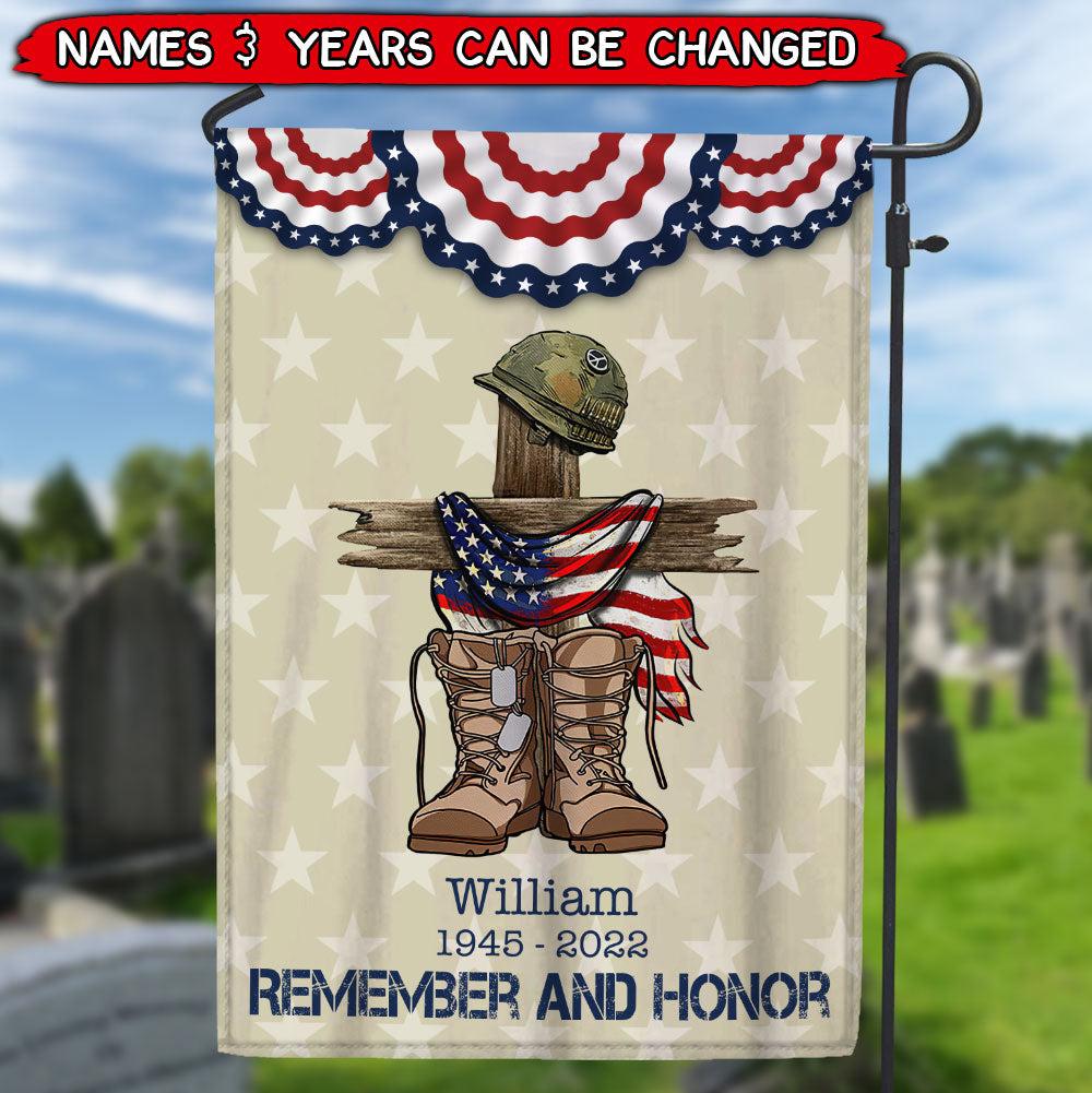 Memorial Day 4th of July Remember and Honor Persoalized Flag