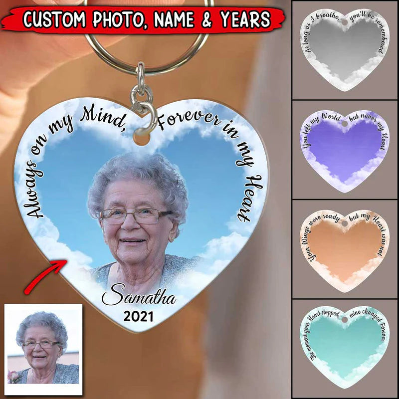 Memorial Upload Image - Always On My Mind Forever In My Heart Personalized Acrylic Keychain