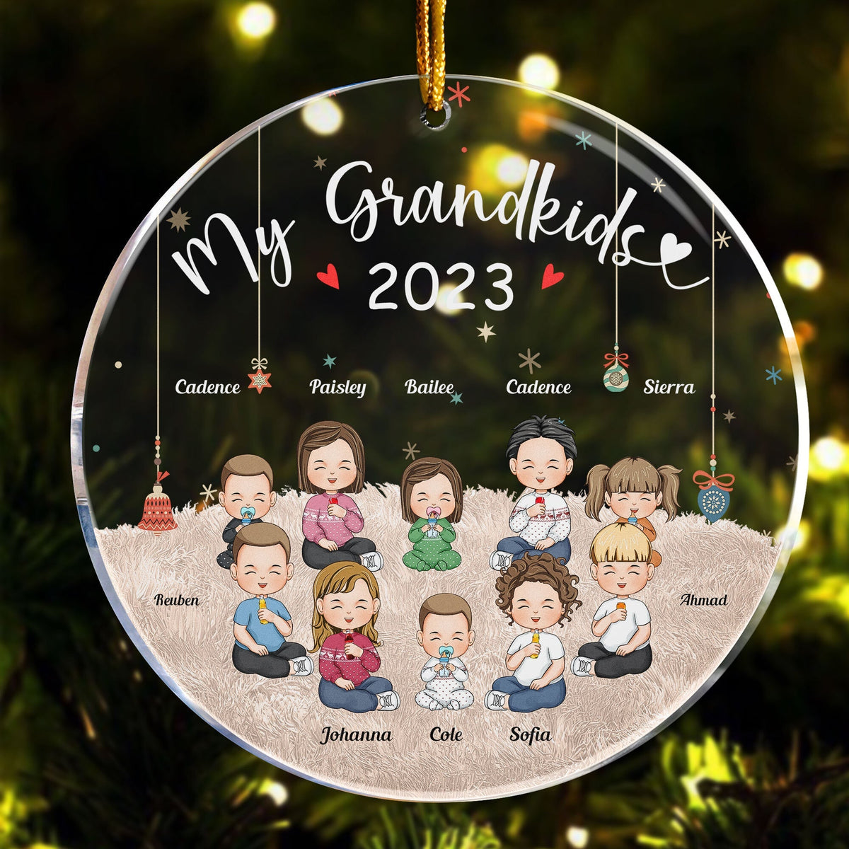 My Grandkids - Up To 10 Kids - Personalized Circle Acrylic Ornament