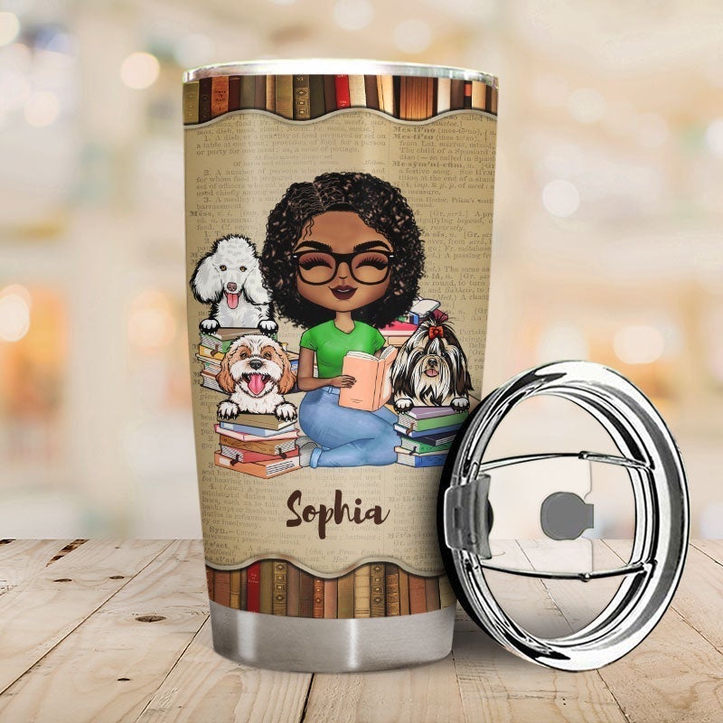 A Girl Who Loves Books & Dogs - Reading Gift - Personalized Custom Tumbler