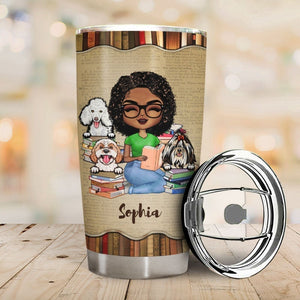 A Girl Who Loves Books & Dogs - Reading Gift - Personalized Custom Tumbler