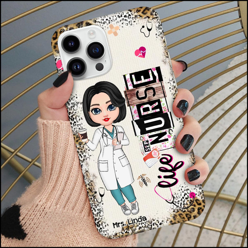 Leopard Pretty Doll Nurse Life Scrubs Angel Personalized Phone Case