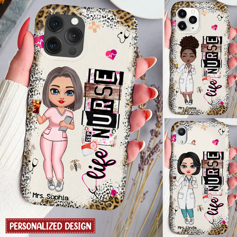 Leopard Pretty Doll Nurse Life Scrubs Angel Personalized Phone Case