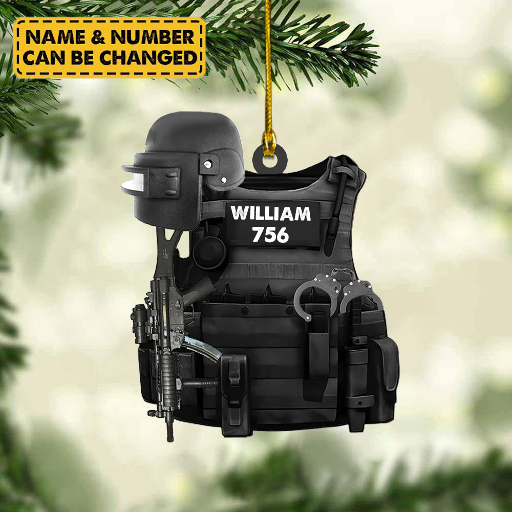 Swat Police Bulletproof Gun - Personalized CHRISTMAS Ornament Gift For Swat Police