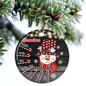 Nana Snowman - Gift For Grandma, Grandpa - Personalized Custom Circle Ceramic Ornament