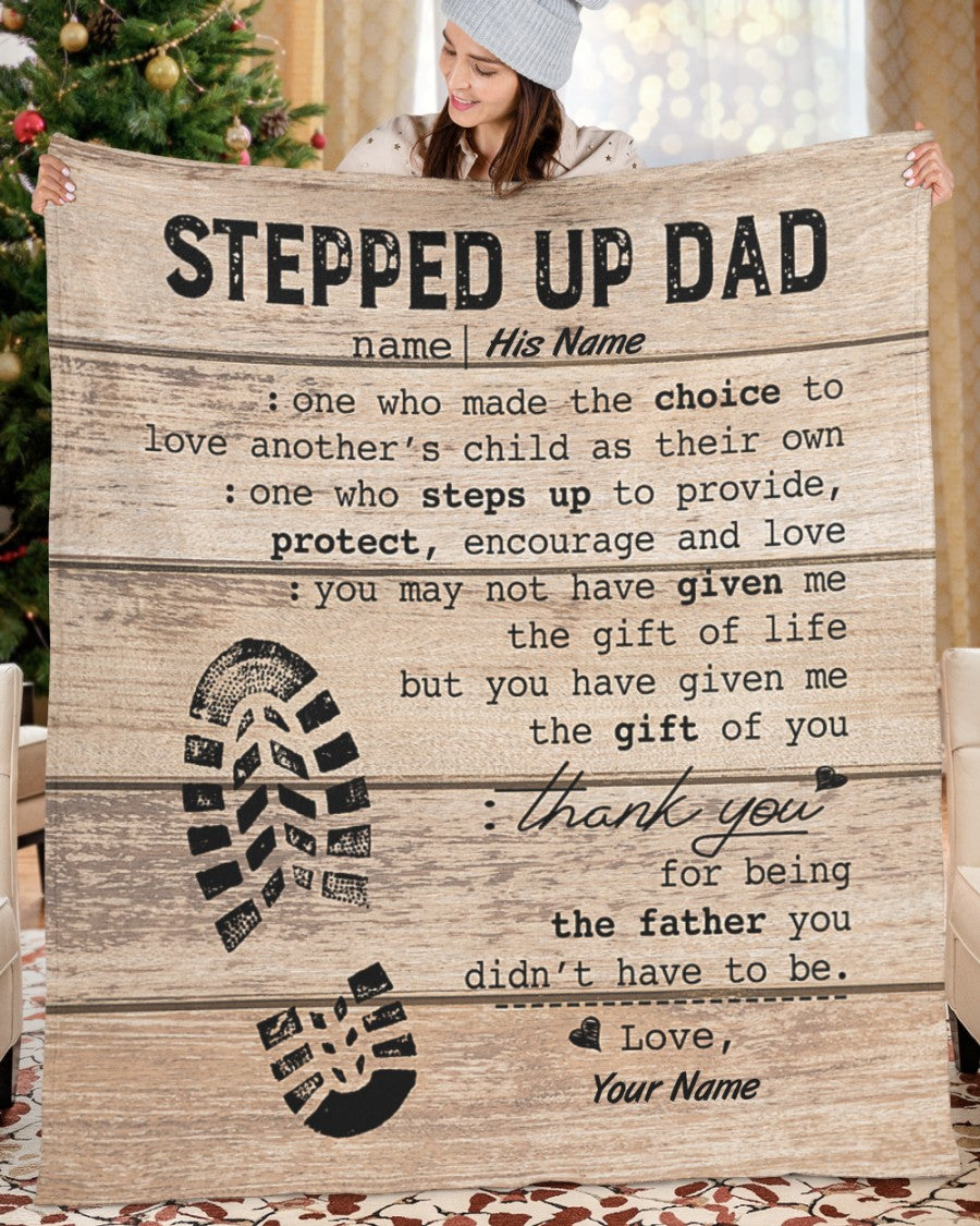 Perfect Christmas Gift For Stepped Up Dad Fleece Blanket