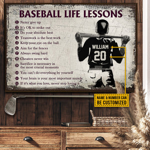 Personalized Baseball Life Lessons Customized Poster