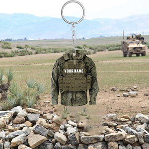 PERSONALIZED ARMY EQUIPMENT KEYCHAIN, CUSTOM EQUIPMENT FLAT ACRYLIC KEYCHAIN