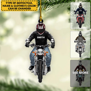 Personalized Biker Motorcycle Acrylic Ornament Two Sides Biker Dad Grandpa Hanging Ornament
