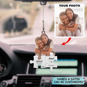 Personalized Car Hanging Ornament - Gift For Couple - I Love You Puzzle