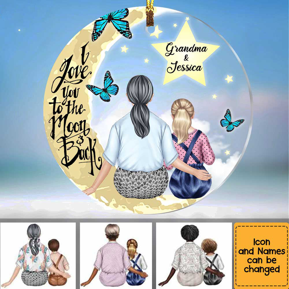 Grandma Love You To The Moon And Back Acrylic Circle Ornament
