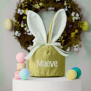 Personalized Name Easter Bunny Velvet Basket