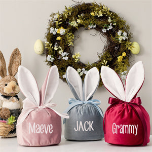 Personalized Name Easter Bunny Velvet Basket
