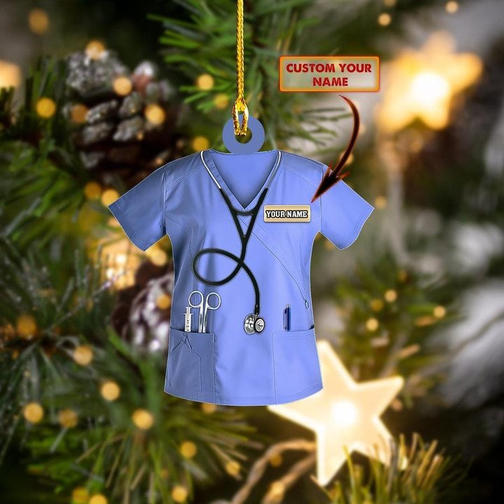 Personalized Nurse Scrubs Christmas Ornament - Gift for Nurse