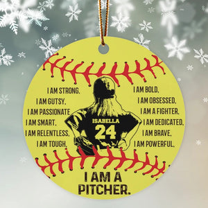 Personalized Softball Ornament - I am a Pitcher