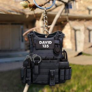 Police Bulletproof Vest Personalized Flat Keychain