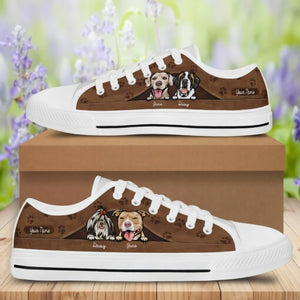 Puppy Pet Dog Lovers Leather Pattern Personalized Low Top Shoes 10 Colors