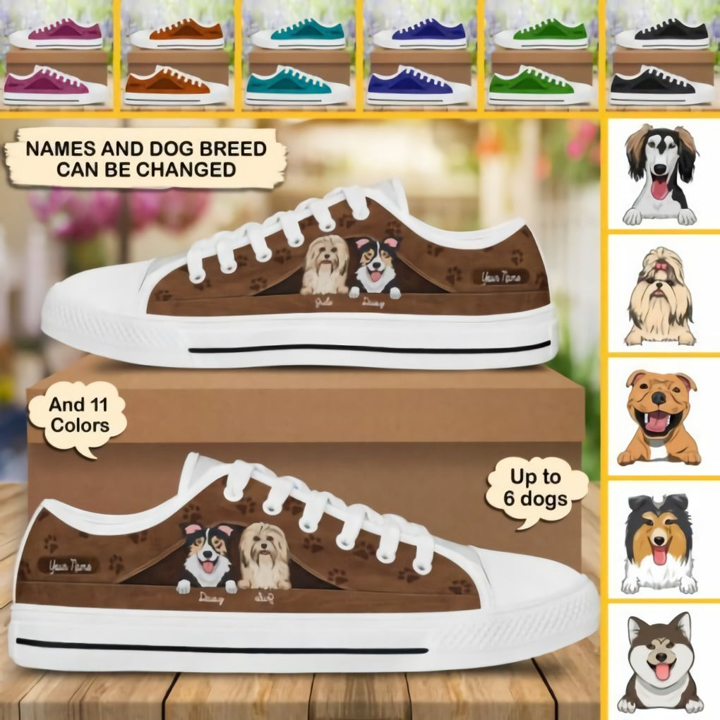 Puppy Pet Dog Lovers Leather Pattern Personalized Low Top Shoes 10 Colors