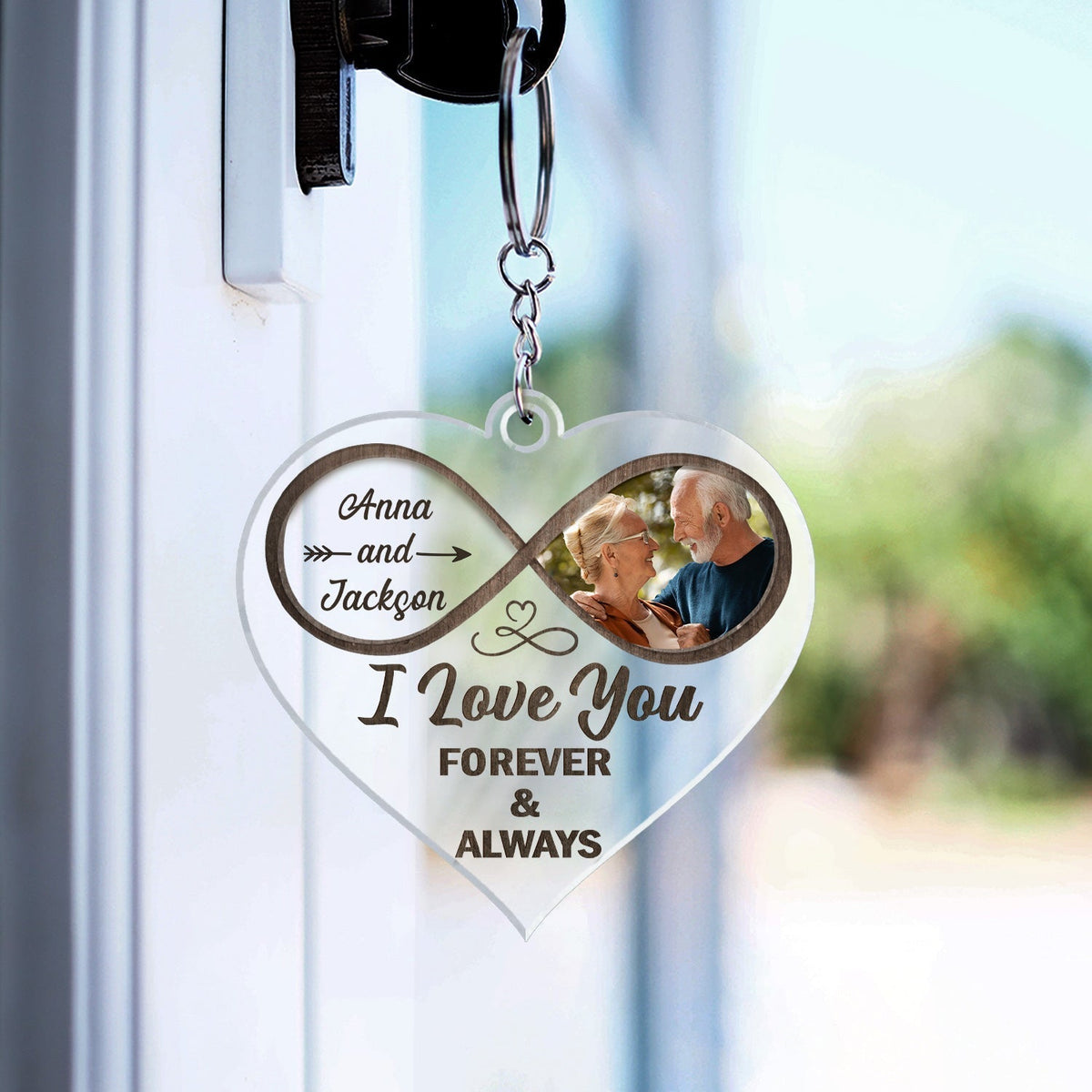 Custom Photo God Knew My Heart Needed You - Personalized Heart Shaped Acrylic Keychain