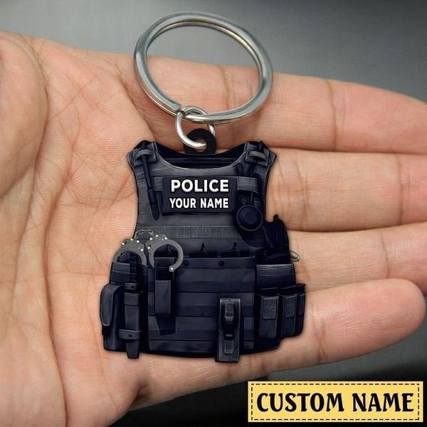 Personalized Police Bulletproof Vest-Gift For Police-Acrylic Keychain