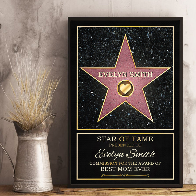 Star Of Fame, Best Mom Of The Year - Family Personalized Custom Vertical Poster - Mother's Day, Birthday Gift For Mom