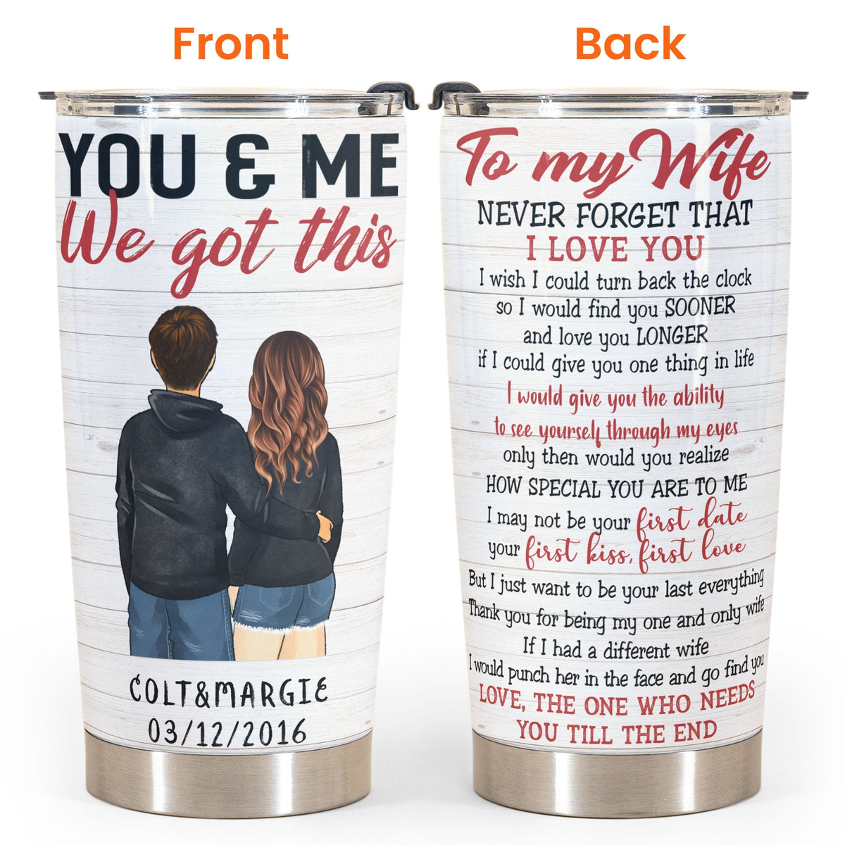 Thank You For Being My Wife - Personalized Tumbler Cup - Gift For Wife - Hoodie Couple