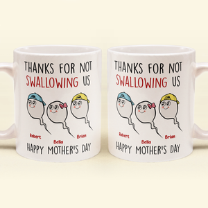 Thanks For Not Swallowing Us - Personalized Mug - Mother's Day/Father's Day, Funny, Birthday Gift For Mom/Dad, Step Mom, Wife