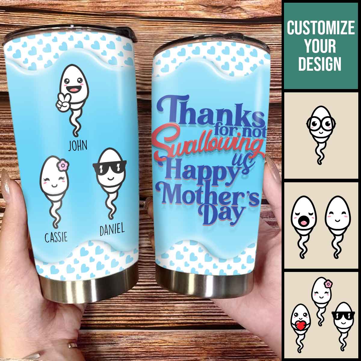 Thanks For Not Swallowing Us - Personalized Tumbler - Mother's Day, Funny, Birthday Gift For Mom, Mother, Wife Tumbler - Gift For Mom
