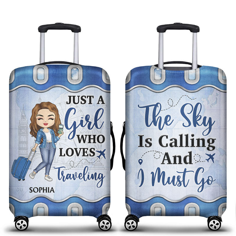 Just A Girl Who Loves Traveling - Gift For Traveling Lovers - Personalized Custom Luggage Cover