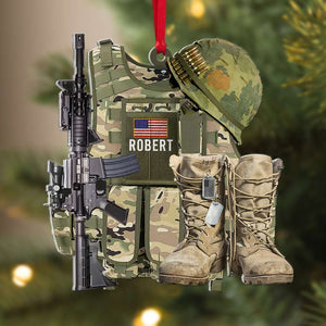 Veteran Bullet Proof Vest And Boots, Personalized Acrylic Ornament