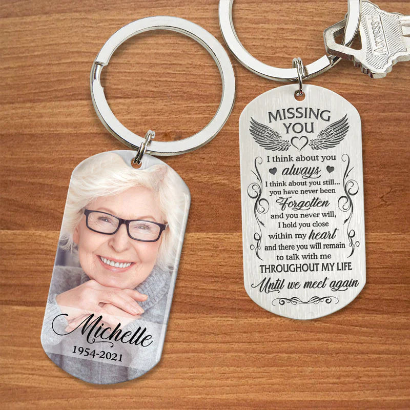 Until We Meet Again, Personalized Keychain, Memorial Gifts, Custom Photo