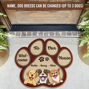 Welcome To My House Love Dogs - Personalized Shaped Door Mat, Dog Custom Trendy Door Mats